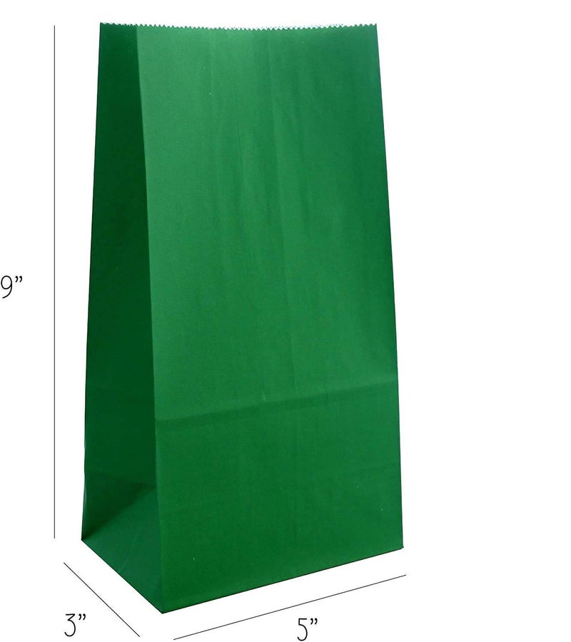 Partay Shenanigans Party Favor Bags - 50 Pack Kraft Paper Goodie Gift Lunch Treat Bags and Party Supplies for Theme Kids Birthday, St Patrick's Day, Christmas - 5"x3"x9" (Green) - Image 2